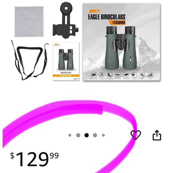 IBQ 12x50 Eagle Binoculars w/ Phone Adapter Waterproof Fogproof Lightweight NEW - Picture 14 of 14